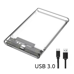 Case transparente para discos 2.5 púlgadas SSD o HDD SATA a USB 3.0