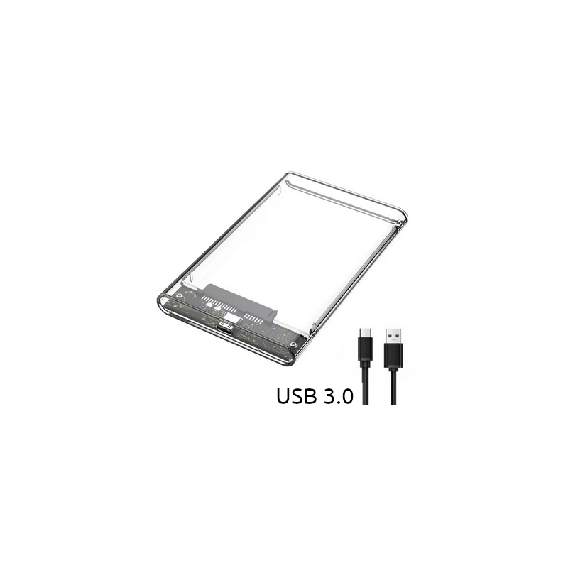 Case transparente para discos 2.5 púlgadas SSD o HDD SATA a USB 3.0